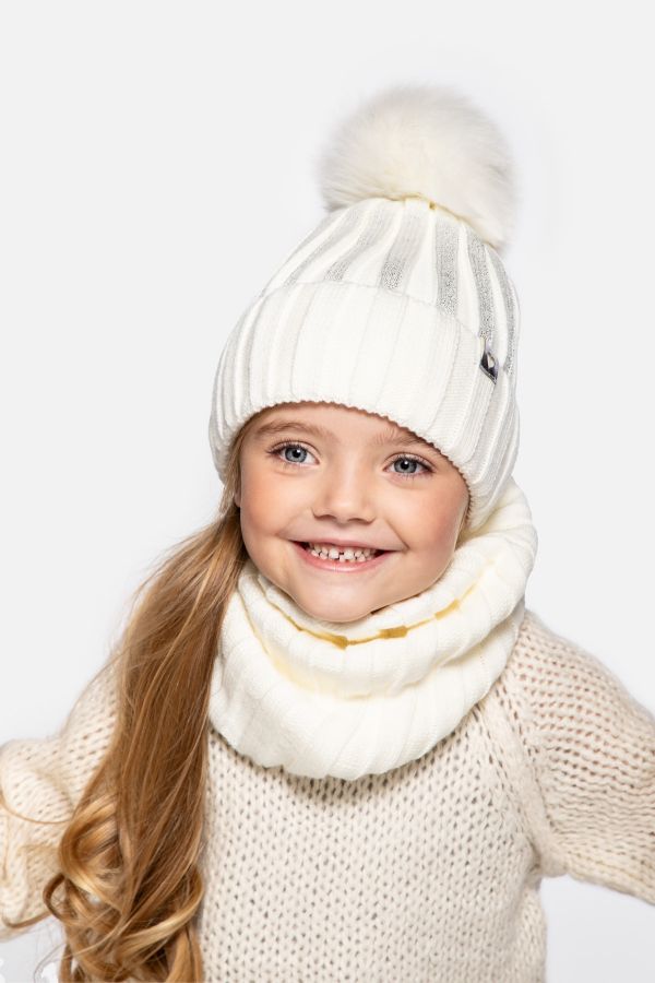 Czapka zimowa dziewczęca z bawełnianą podszewką 2227338