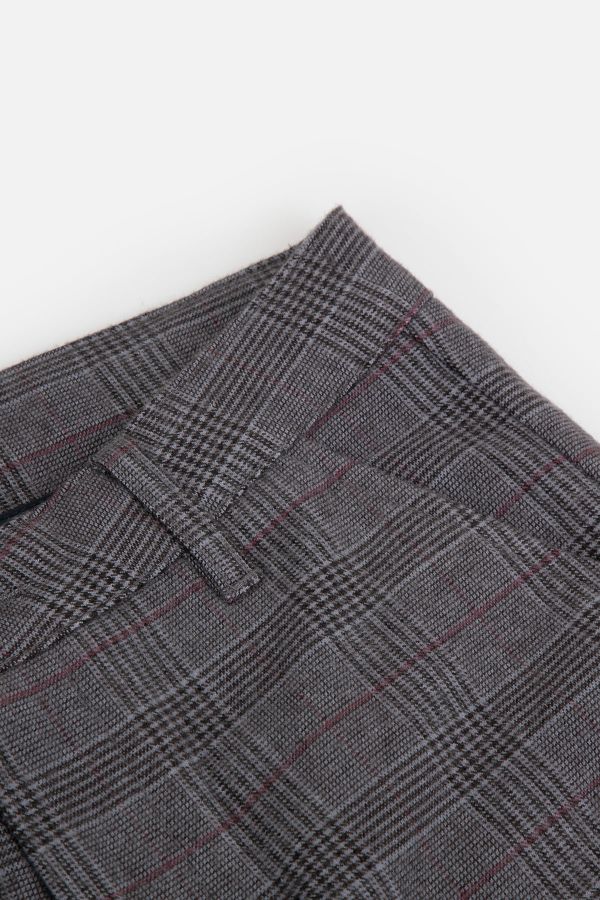 Spodnie tkaninowe wielokolorowe w subtelną kratkę o fasonie REGULAR 2226155