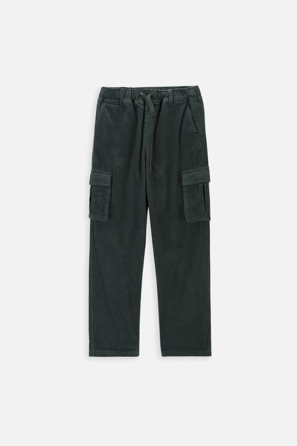 Spodnie tkaninowe zielone sztruksowe o fasonie REGULAR