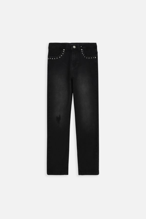 Spodnie jeansowe czarne ze zwężaną nogawką, SLIM LEG 2222040
