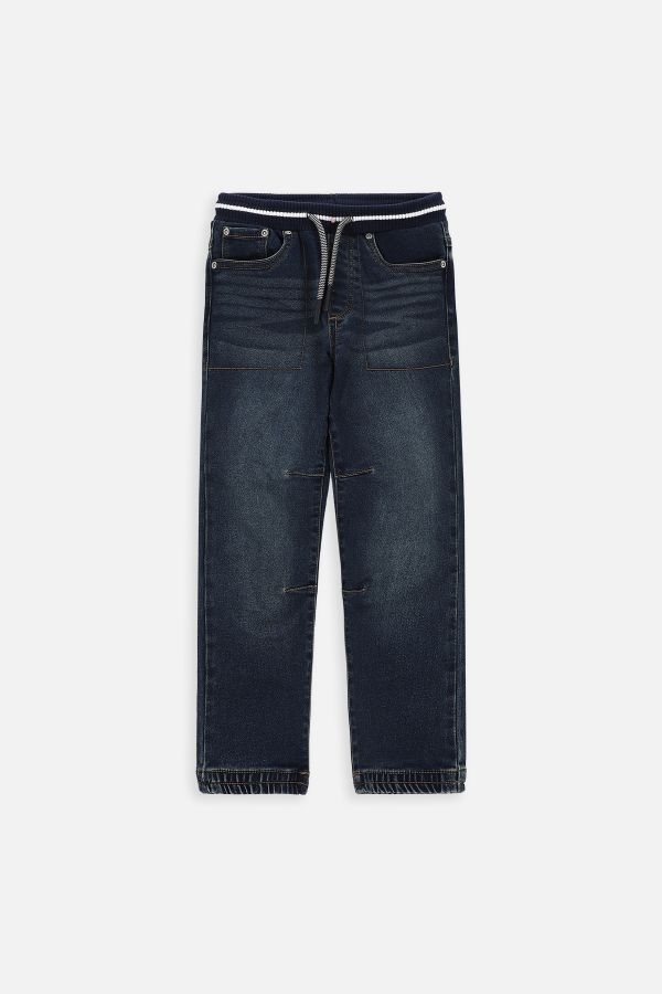 Spodnie jeansowe granatowe joggery z kieszeniami o fasonie SLIM 2222044
