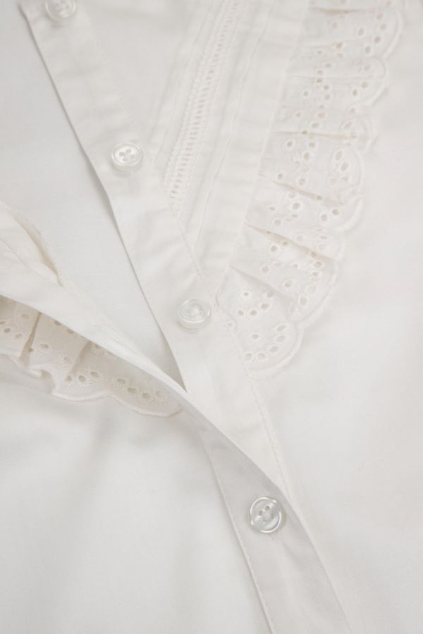Bluzka z długim rękawem biała z haftem i falbanami 2218750