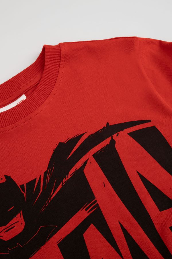 T-shirt z długim rękawem czerwony z nadrukiem, licencja BATMAN 2220195