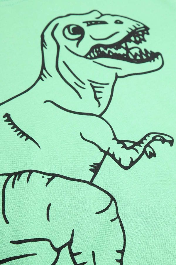 T-shirt z długim rękawem zielony z nadrukiem dinozaura 2218600