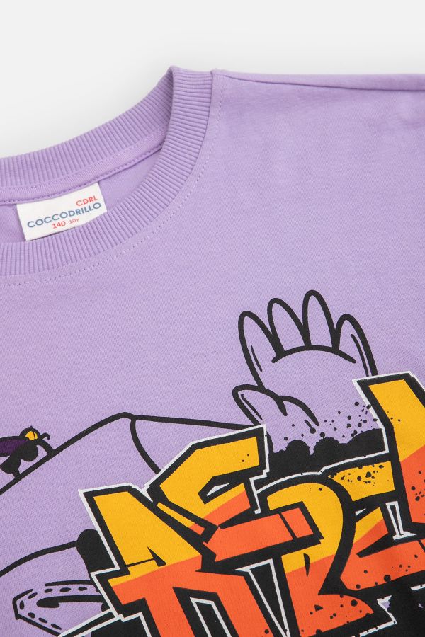 T-shirt z krótkim rękawem fioletowy z nadrukiem skaterskim 2222126