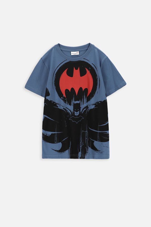 T-shirt z krótkim rękawem niebieski z nadrukiem, licencja BATMAN