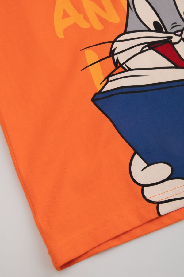 T-shirt z krótkim rękawem pomarańczowy z nadrukiem, licencja LOONEY TUNES 2220863