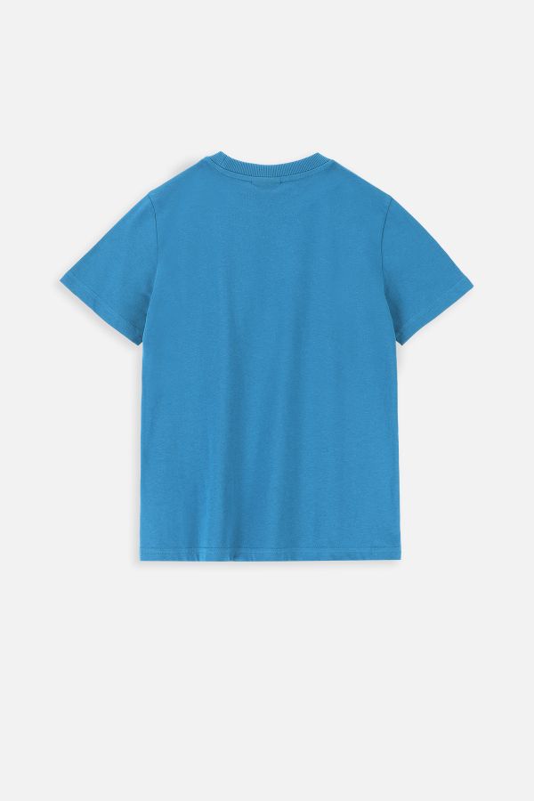 T-shirt z krótkim rękawem niebieski z napisami 2218151