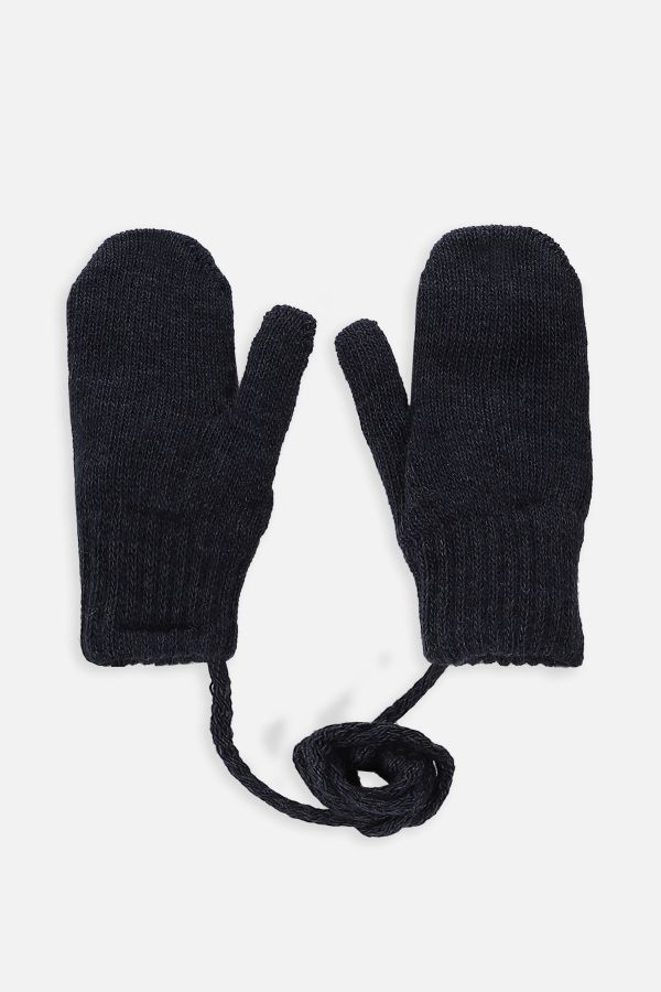 Rękawiczki granatowe swetrowe z bawełnianą podszewką