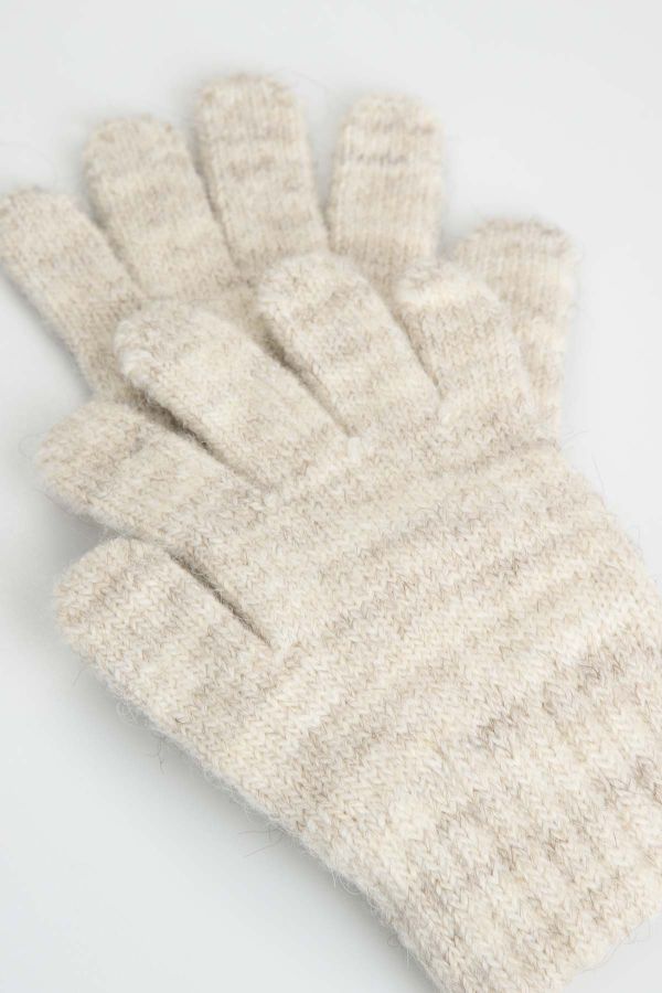 Rękawiczki beżowe pojedyncze swetrowe 2227122