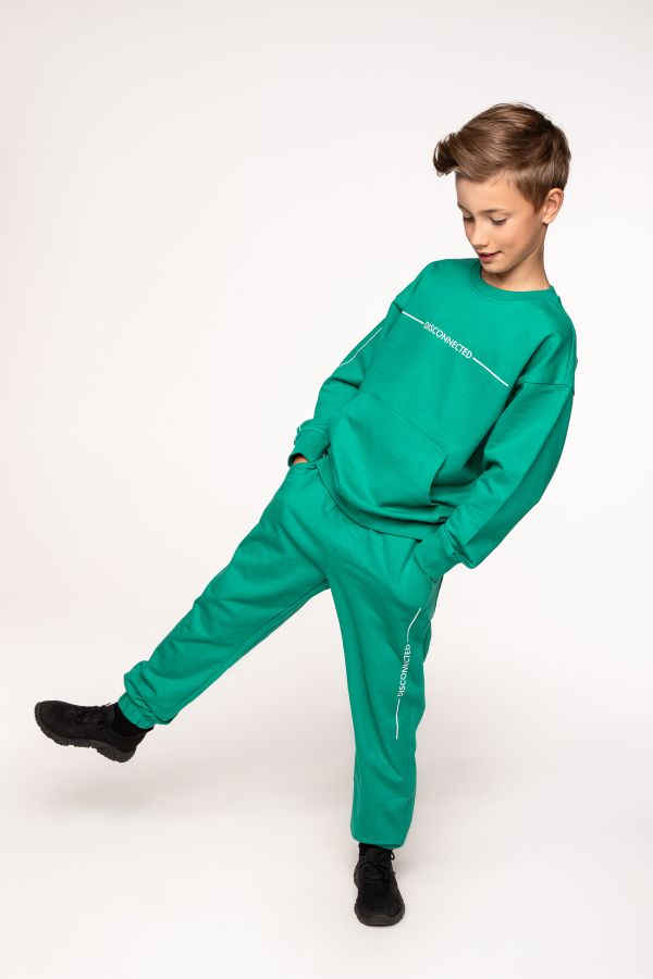 Spodnie dresowe BALLOON zielone z nadrukiem na nogawce 2222913