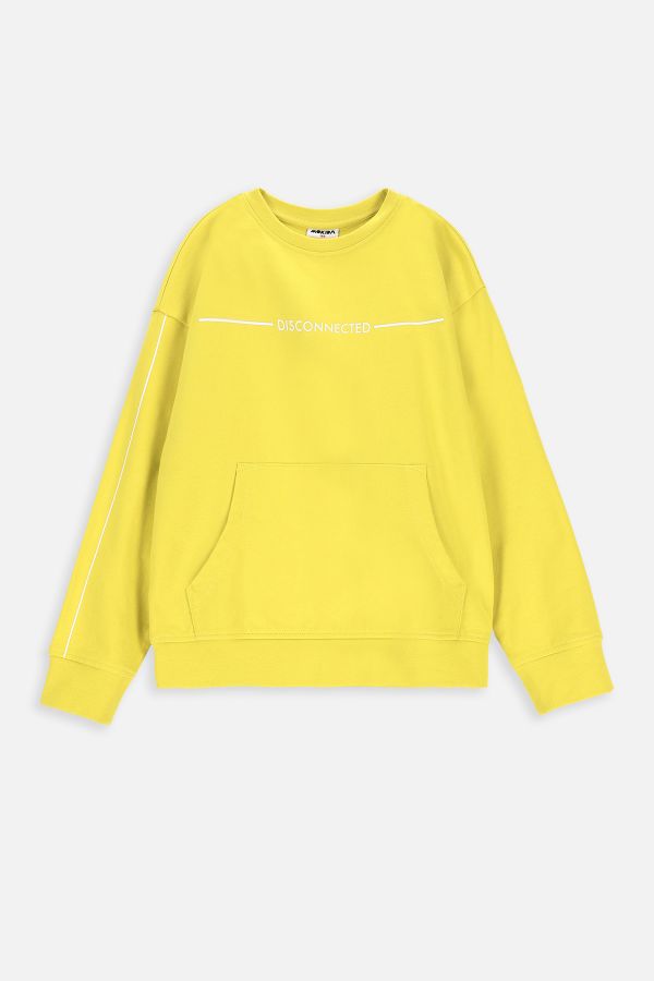 Bluza dresowa limonkowa z kieszenią typu kangurka 2228318