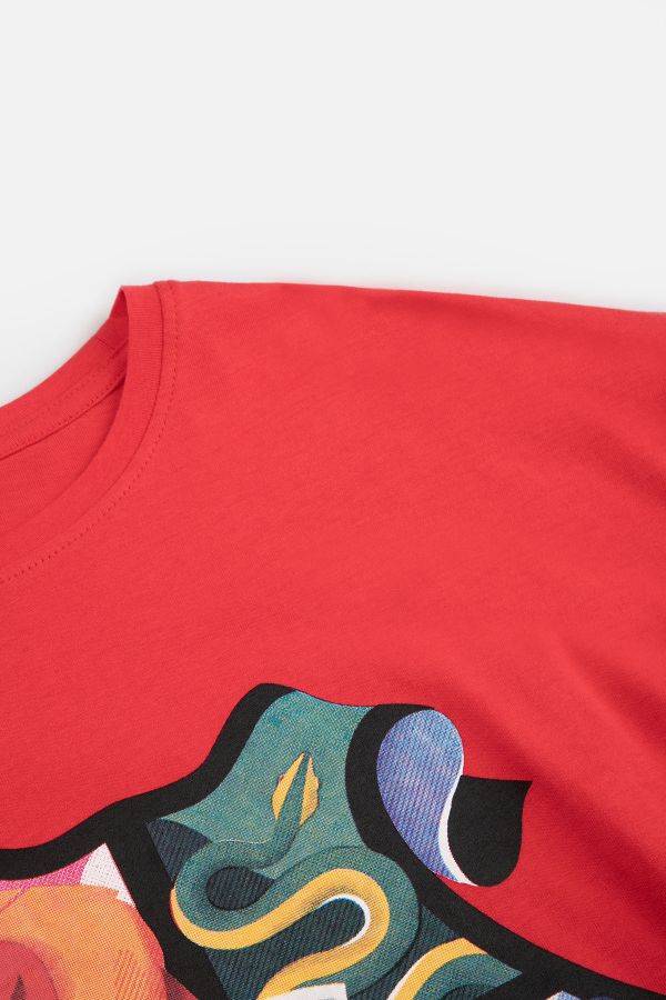 T-shirt z długim rękawem HARRY POTTER czerwony z herbem Hogwartu 2221954