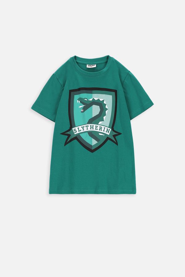 T-shirt z krótkim rękawem HARRY POTTER zielony z herbem Slytherin 2228491