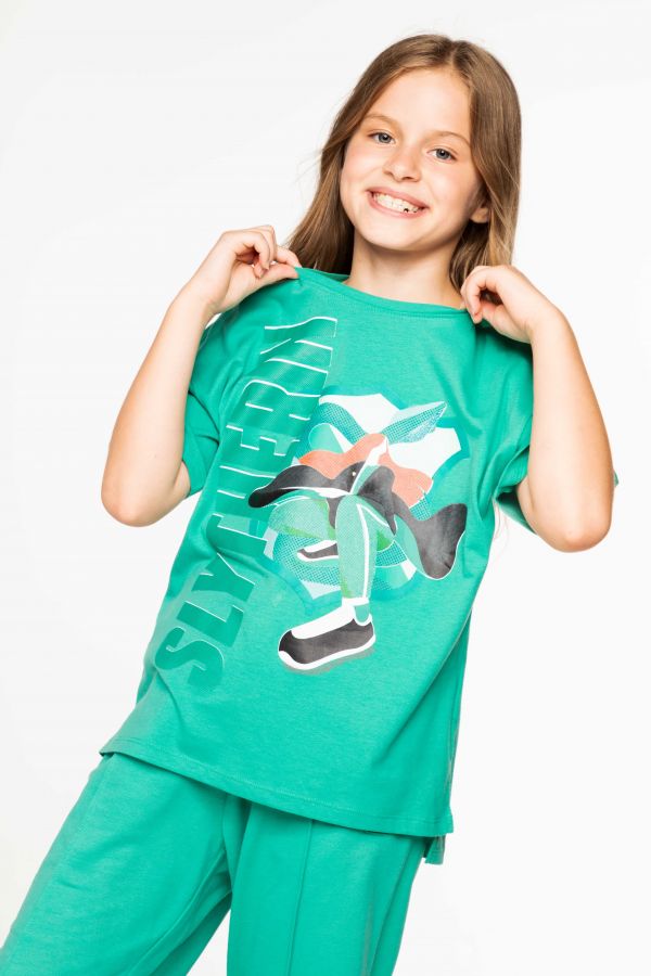T-shirt z krótkim rękawem HARRY POTTER zielony z nadrukiem - Slytherin