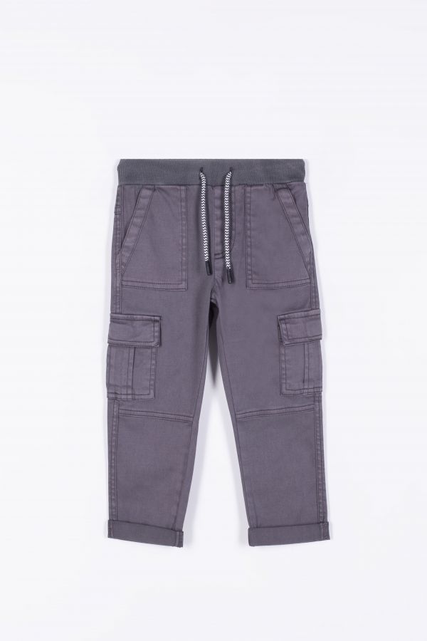Spodnie tkaninowe szare z kieszeniami na nogawkach 2155329