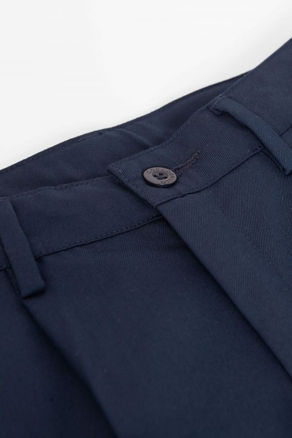 Spodnie tkaninowe eleganckie spodnie garniturowe granatowe z kantem i zaszewkami 2155387