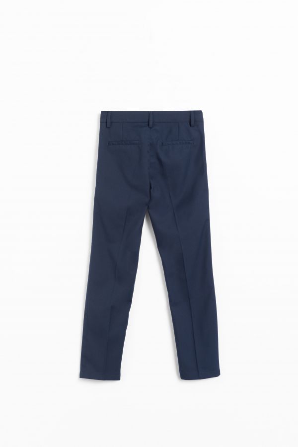 Spodnie tkaninowe eleganckie spodnie garniturowe granatowe z kantem i zaszewkami 2155396