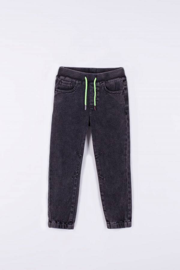 Spodnie jeansowe w kolorze szarym ze ściągaczami o fasonie SLIM