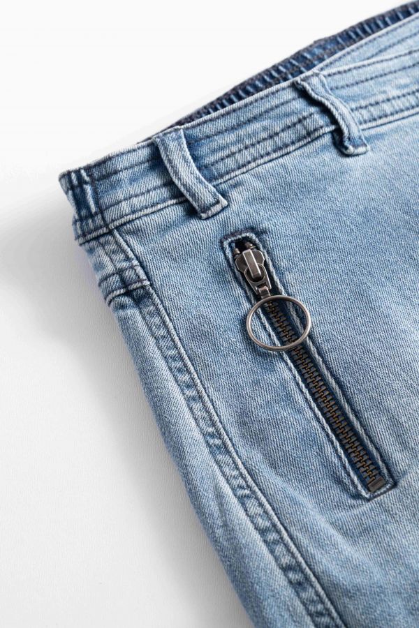 Spódnica jeansowa niebieska z ozdobną falbaną 2156936