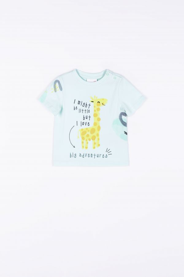 T-shirt z krótkim rękawem w kolorze seledynowym z żyrafą