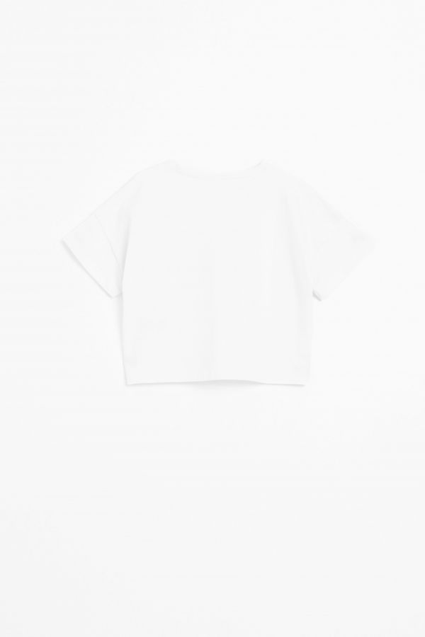 T-shirt z krótkim rękawem biały crop top z napisami z przodu 2159514