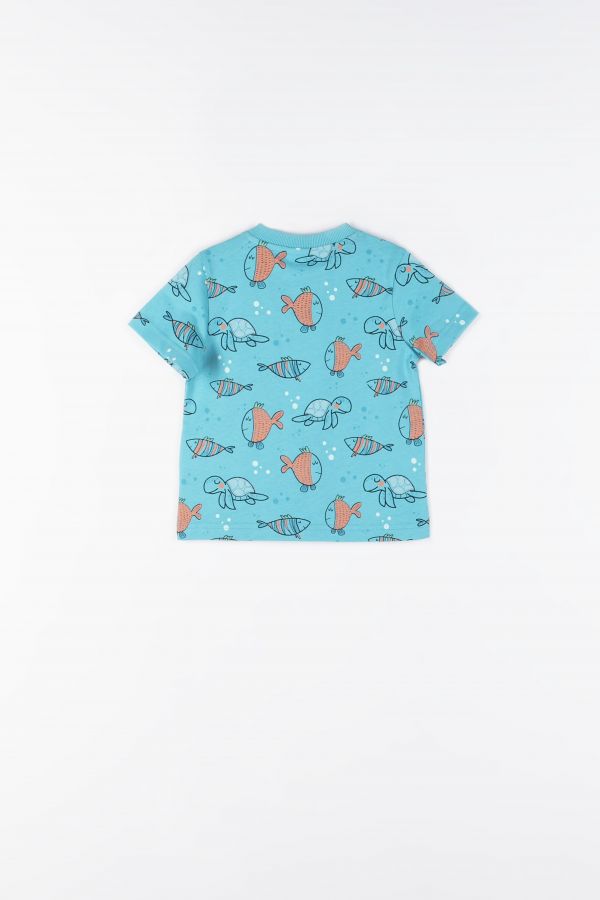 T-shirt z krótkim rękawem z kolorowym nadrukiem w rybki 2159598