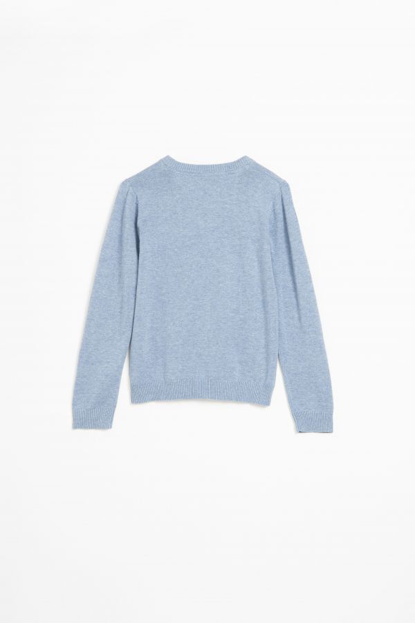 Sweter dzianinowy niebieski z dekoltem V 2160598