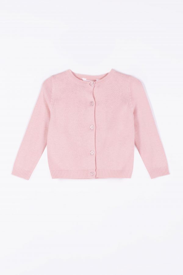 Sweter rozpinany w kolorze różowym z brokatowymi guzikami 2160638