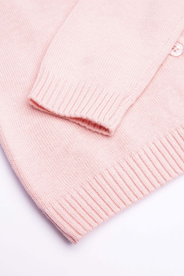 Sweter rozpinany w kolorze różowym z brokatowymi guzikami 2160642