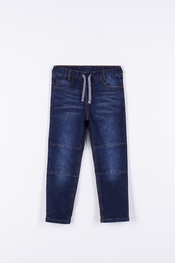 Spodnie jeansowe z modnymi przeszyciami i efektem sprania o fasonie REGULAR