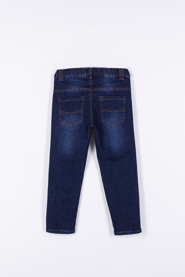Spodnie jeansowe z modnymi przeszyciami i efektem sprania o fasonie REGULAR 2194280