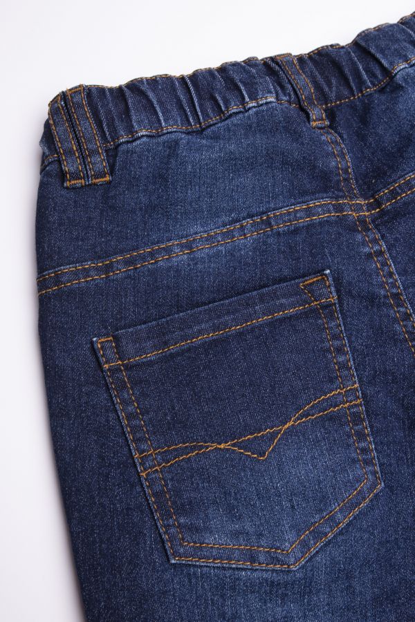 Spodnie jeansowe z modnymi przeszyciami i efektem sprania o fasonie REGULAR 2194282