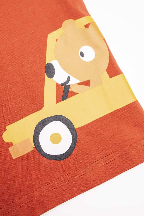 T-shirt z długim rękawem w kolorze pomarańczowym z nadrukami i ozdobnymi guzikami 2196155