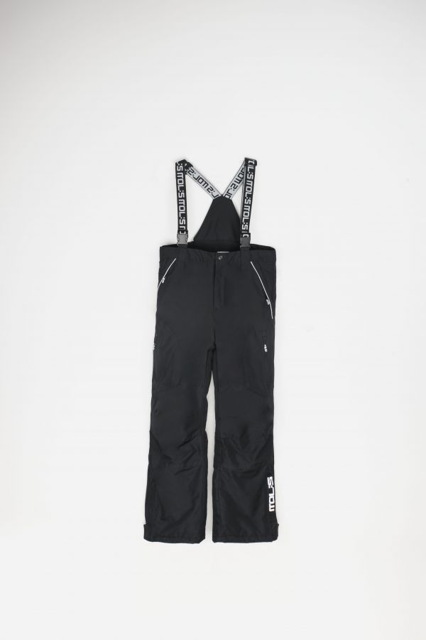 Spodnie zimowe narciarskie na szelkach z elementami odblaskowymi