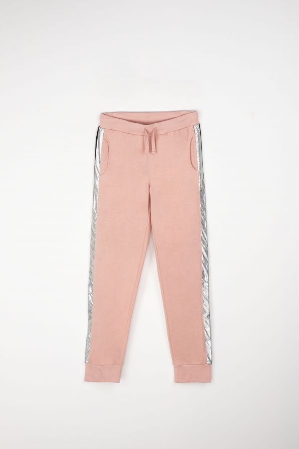 Spodnie dresowe różowe z lampasami 2200522