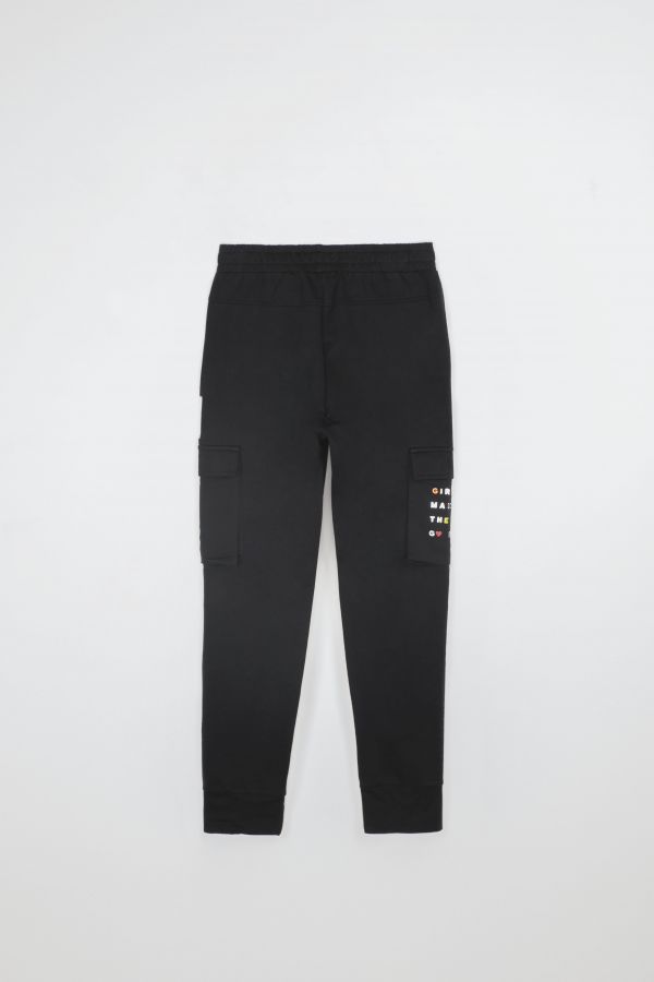 Spodnie dresowe czarne z kieszeniami na nogawkach 2111468