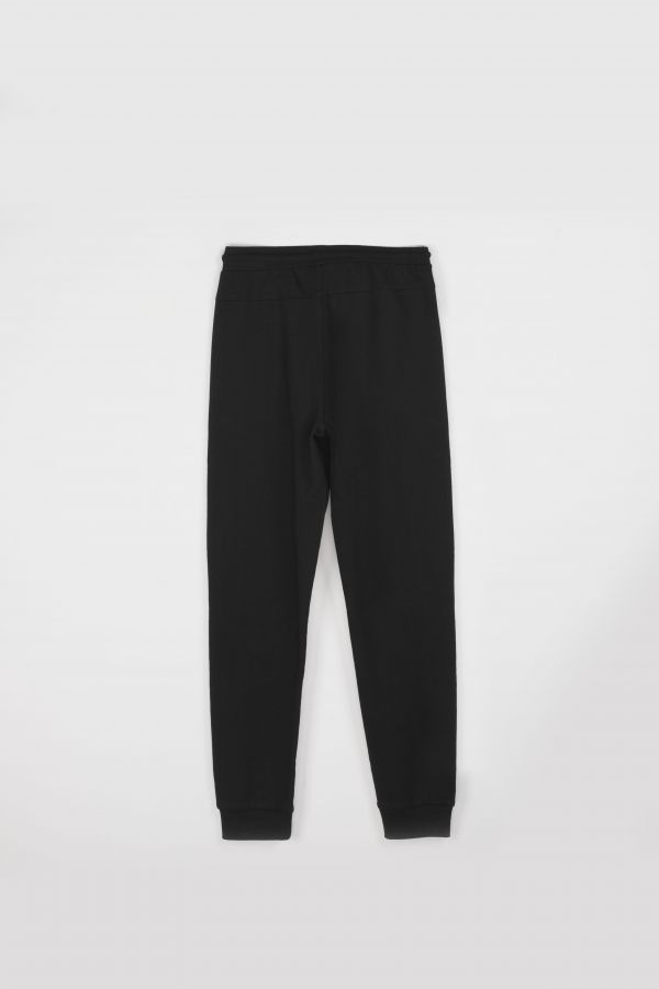 Spodnie dresowe czarne z nadrukiem na nogawce o fasonie SLIM 2111883