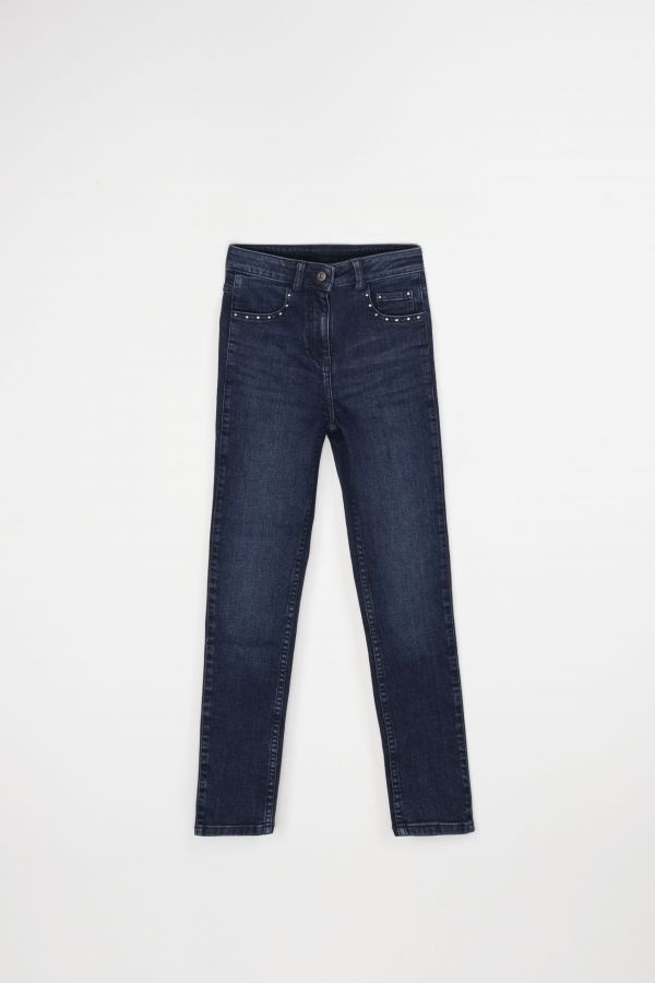 Spodnie jeansowe z cekinami na kieszeniach REGULAR FIT