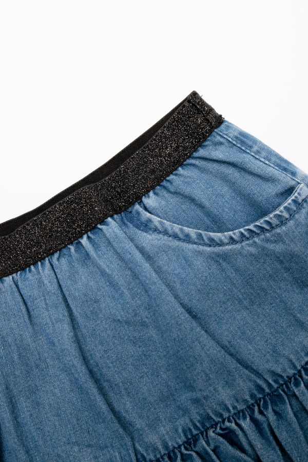 Spódnica jeansowa z falbanami i ozdobną gumą w pasie 2112732