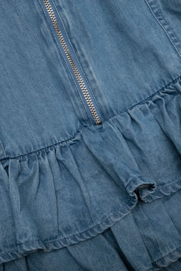 Sukienka jeansowa z falbankami rozpinana na zamek 2112876