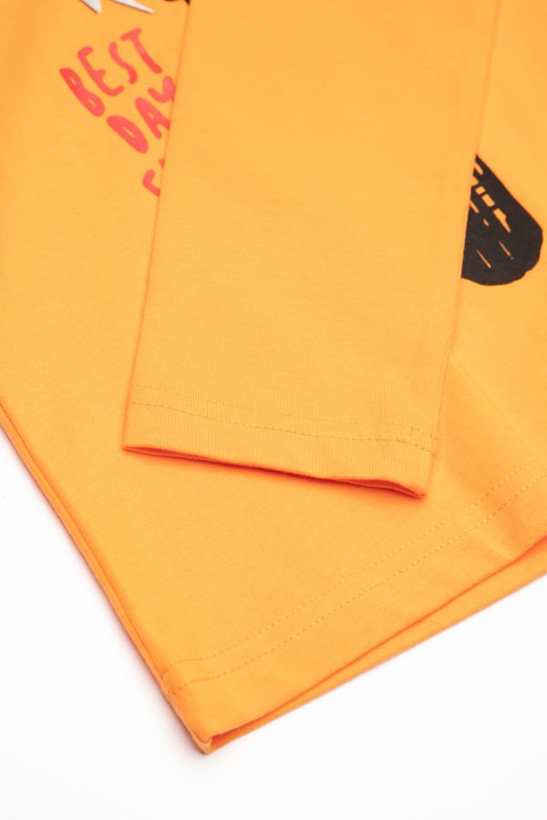 T-shirt z długim rękawem pomarańczowy z nadrukiem motoru 2114575