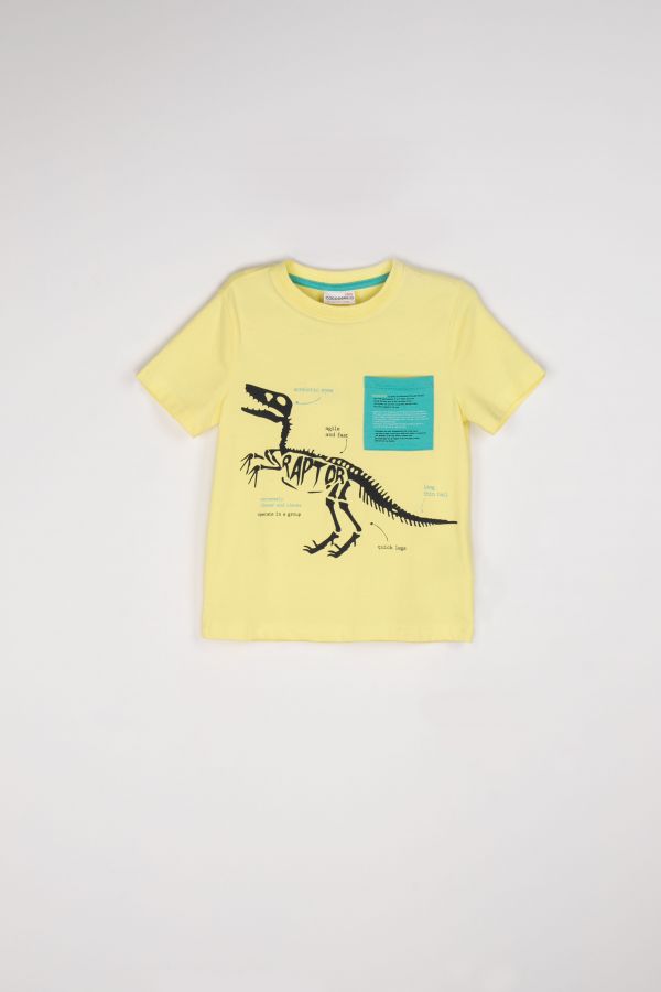 T-shirt z krótkim rękawem żółty z nadrukiem dinozaura 2115591