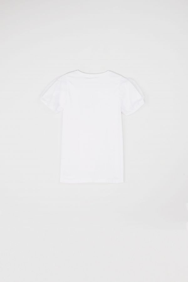 T-shirt z krótkim rękawem biały z bufiastymi rękawami 2115729