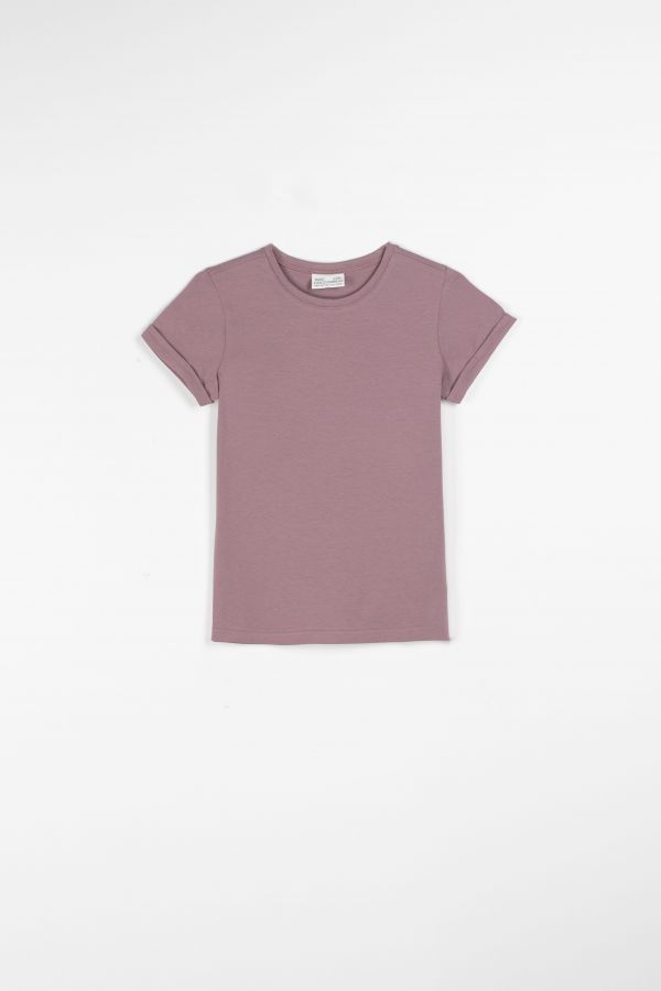 T-shirt z krótkim rękawem fioletowy gładki