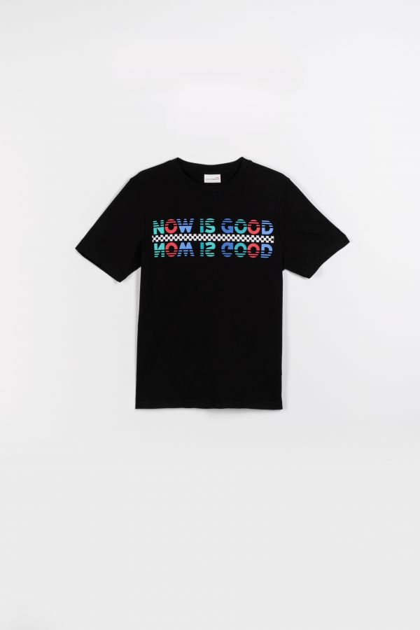 T-shirt z krótkim rękawem czarny z kolorowym nadrukiem 2115920