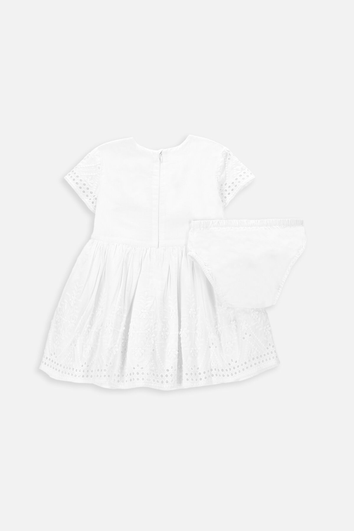 Sukienka tkaninowa biała z koronkowymi wykończeniami 2235497