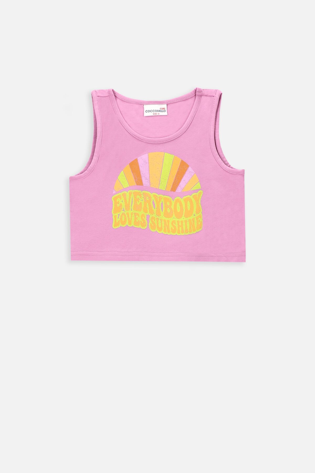 T-shirt bez rękawów różowy sportowy crop top z nadrukiem 2234626