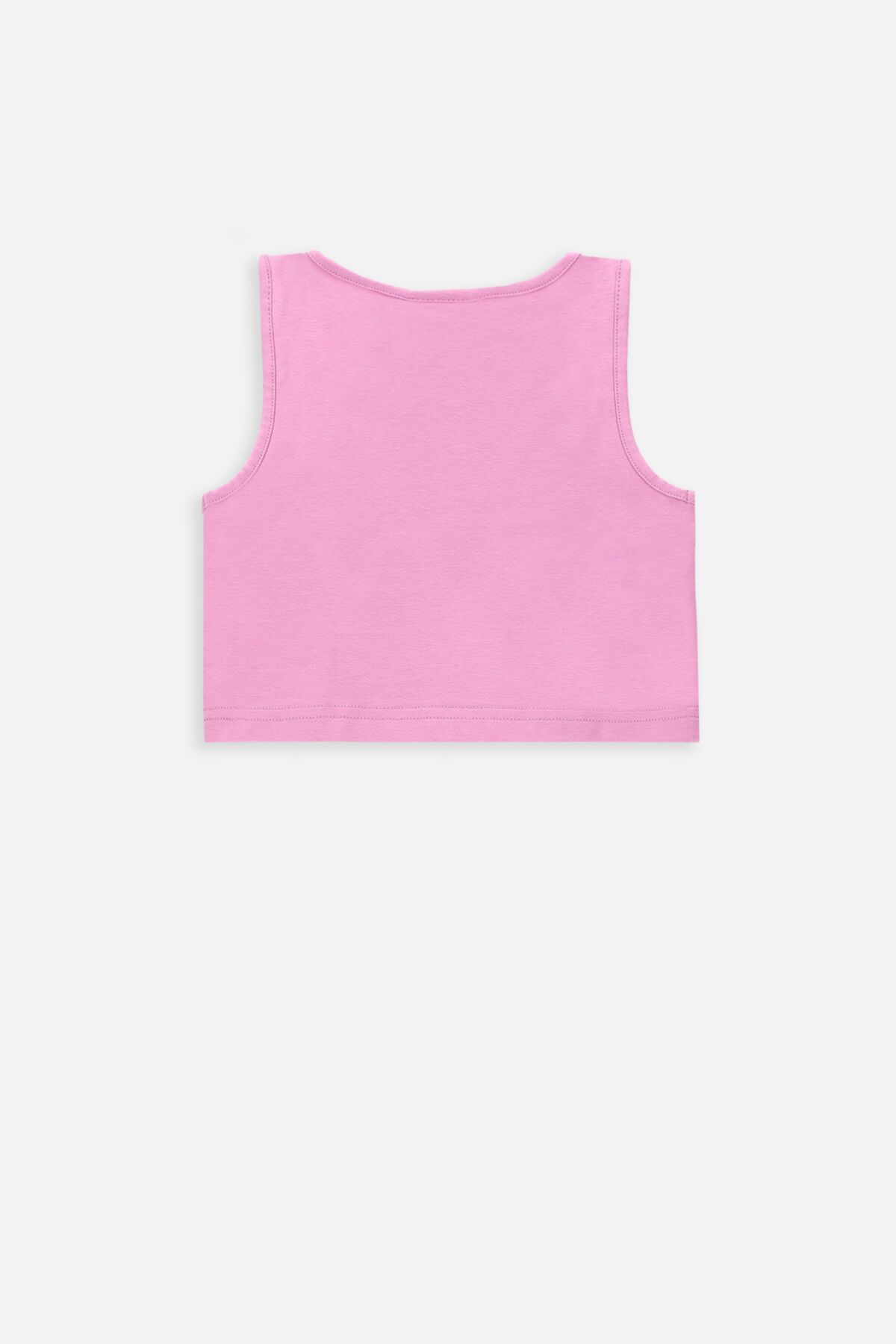 T-shirt bez rękawów różowy sportowy crop top z nadrukiem 2234627