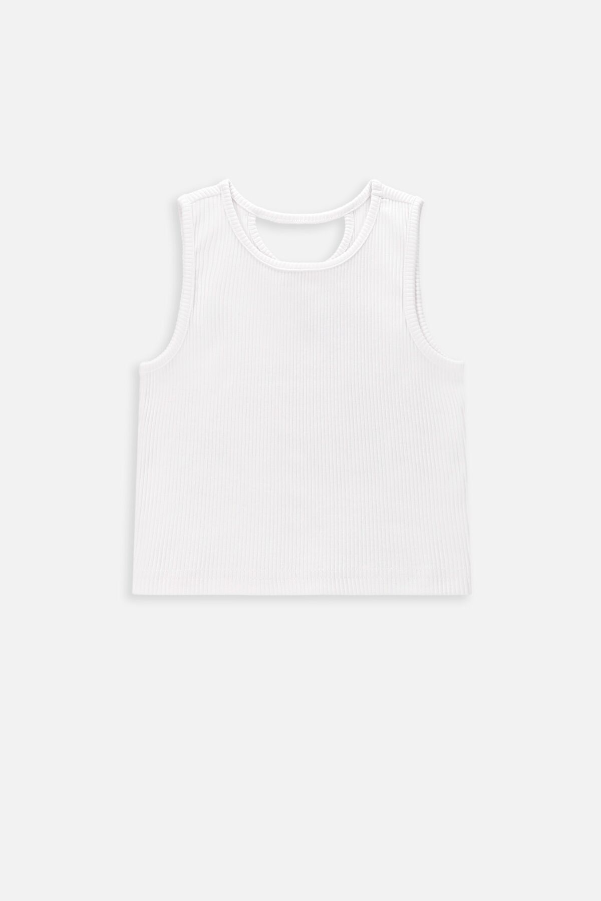 T-shirt bez rękawów biały prążkowany 2235525